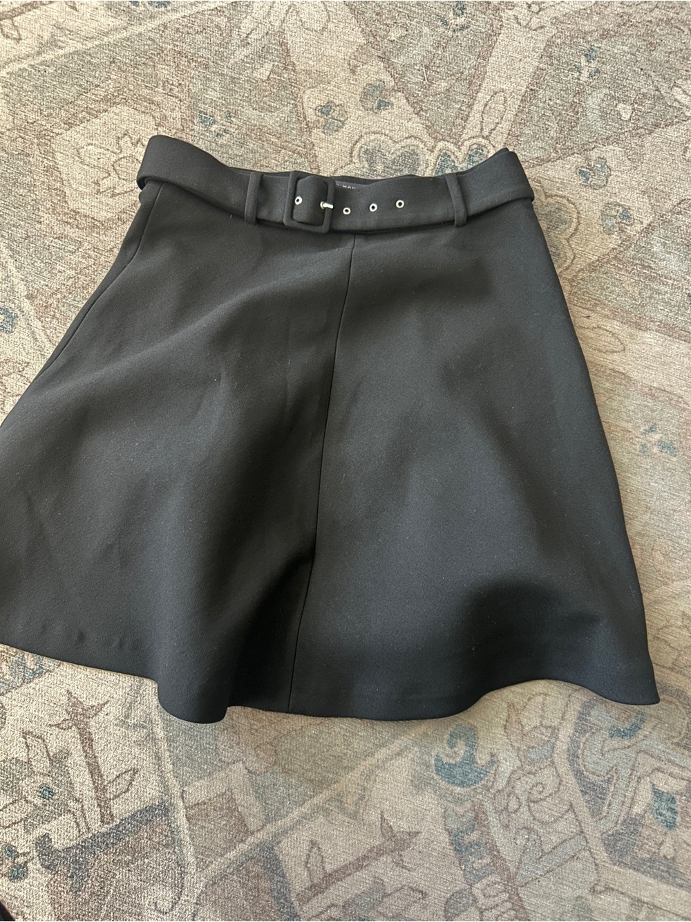Zara Black Women's Belted A-Line skirt
